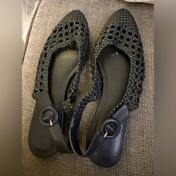 H&M Woven Slingback Ballet Flats - Black 40 - Picture 1 of 2